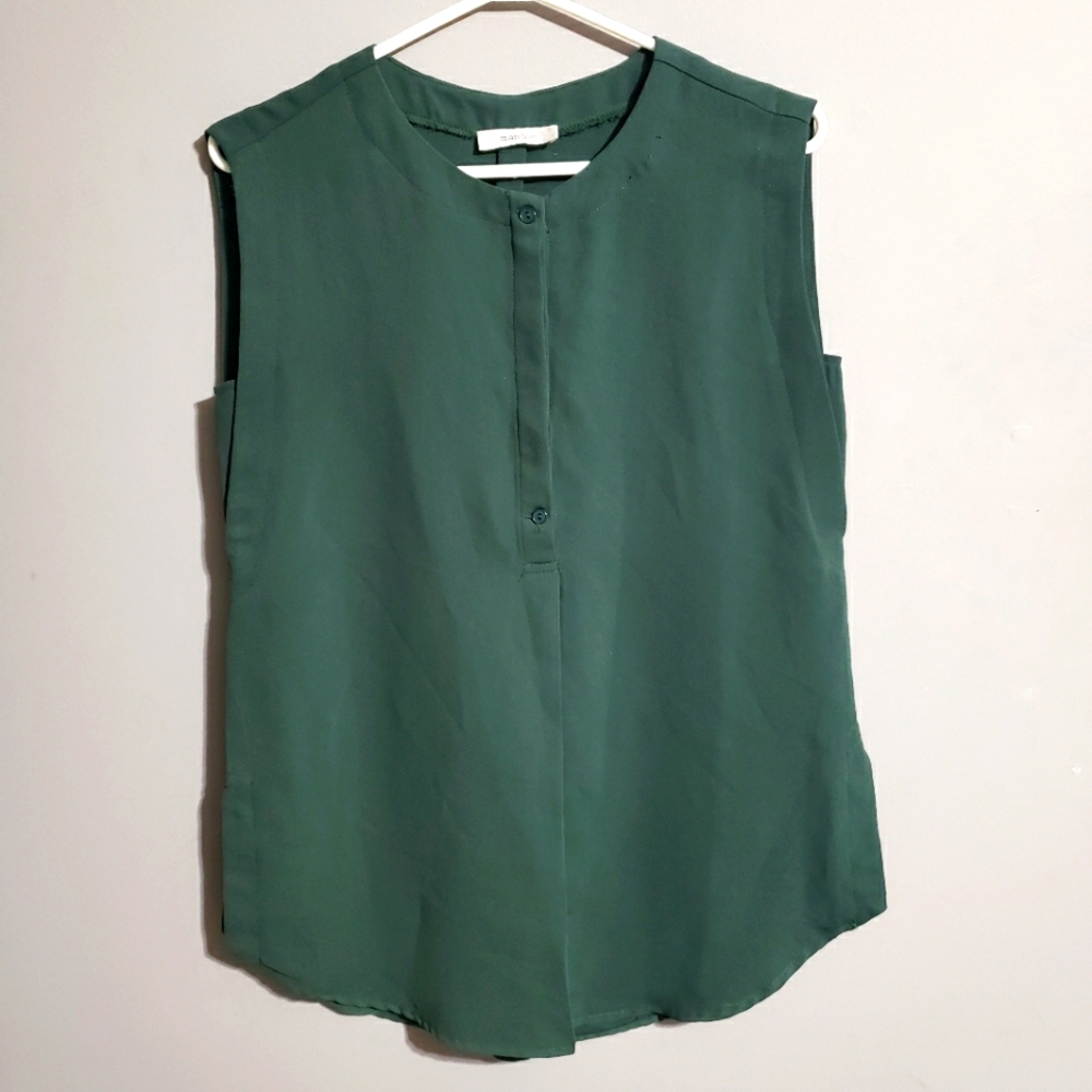 Mandee forest green tunic tank top size S/P
